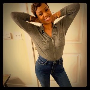 Grey merona button down blouse